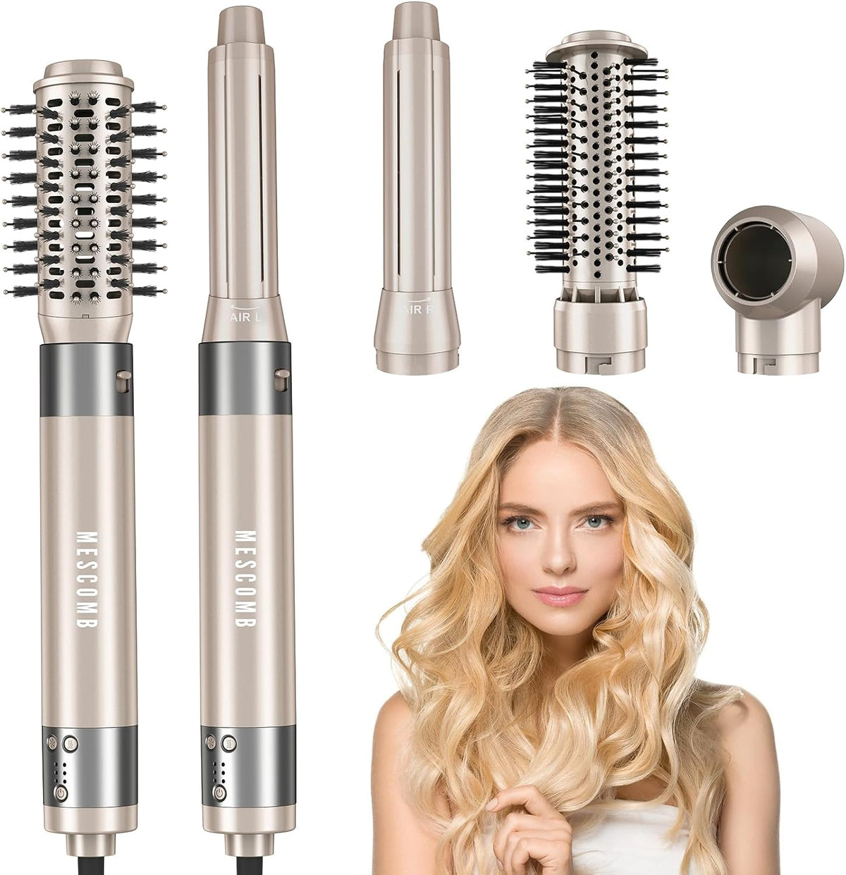 Hair Dryer Brush 5 in 1-110,000 RPM High-Speed Frizz-Free Blow Dryer for Fast Drying, Multi Hair Styler with Auto-Wrap Curlers, Blow Dryer Brush for Straightening Volumizing Curling Styling