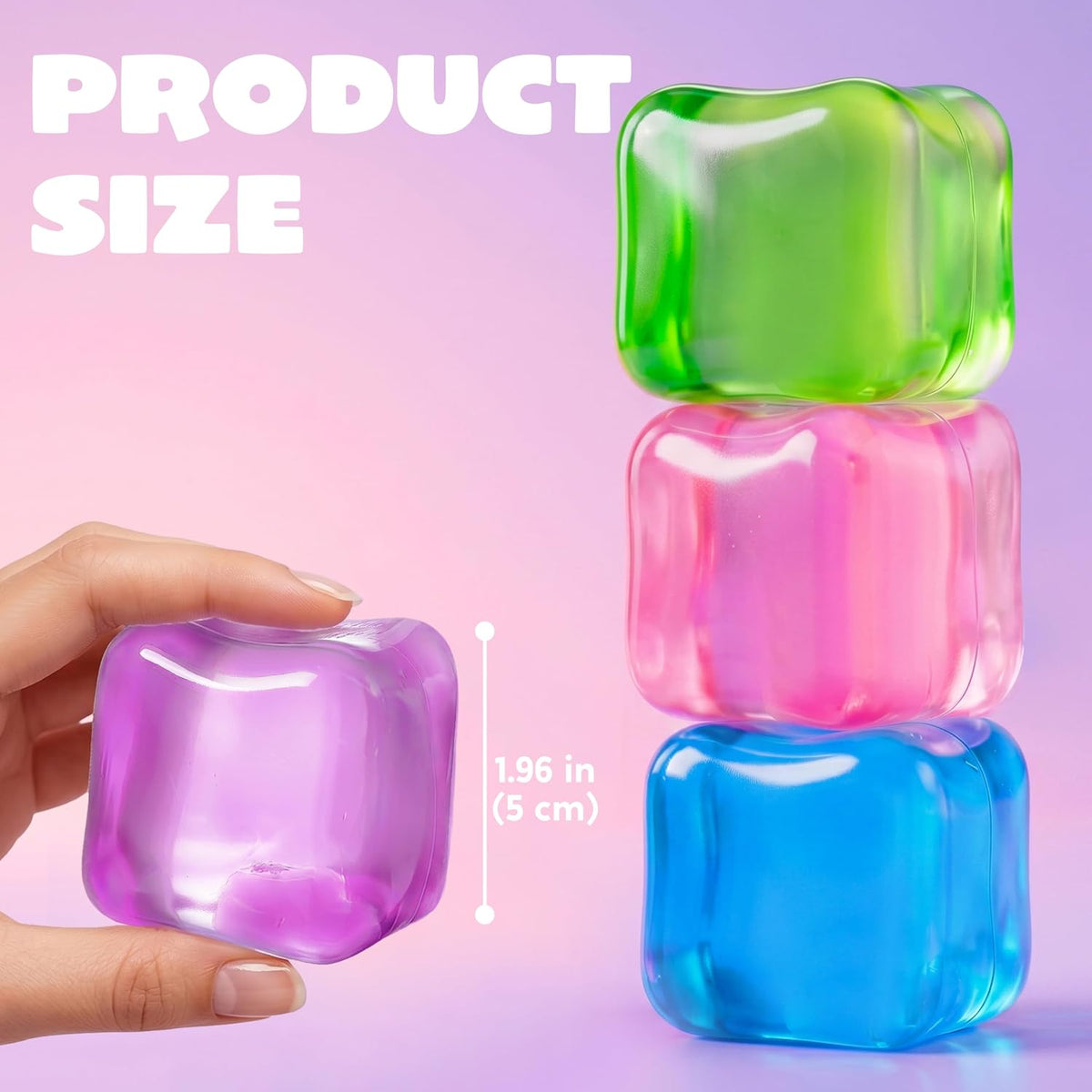 4 Pack Stress Cube, 2'' High Density Ice Cube Fidget Toy, Stress Relief with Slow Rising Sensory Squishy Toys for Kids Adults, Birthday Gifts, Party Favors, Halloween, Classroom Prizes