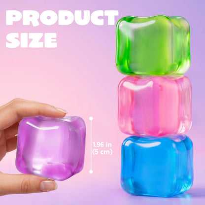 4 Pack Stress Cube, 2'' High Density Ice Cube Fidget Toy, Stress Relief with Slow Rising Sensory Squishy Toys for Kids Adults, Birthday Gifts, Party Favors, Halloween, Classroom Prizes