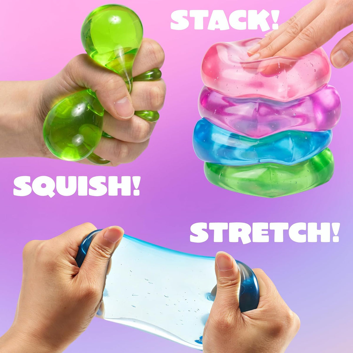 4 Pack Stress Cube, 2'' High Density Ice Cube Fidget Toy, Stress Relief with Slow Rising Sensory Squishy Toys for Kids Adults, Birthday Gifts, Party Favors, Halloween, Classroom Prizes