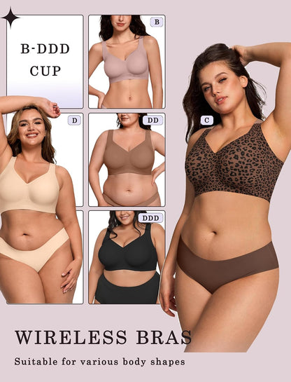 Womens Wireless Jelly Bras plus Size Support Push up Comfortable Bra