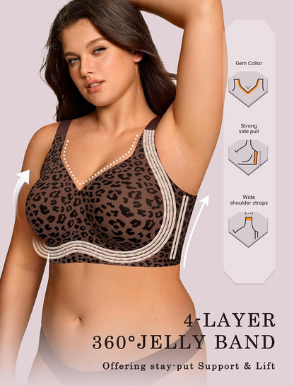 Womens Wireless Jelly Bras plus Size Support Push up Comfortable Bra