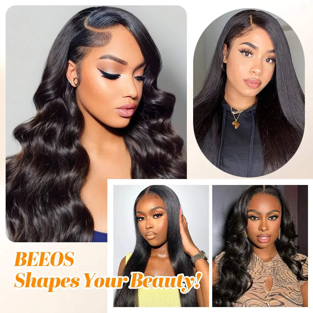 BEEOS Female 5X5 Lace Closure Glueless HD Wig, 20-In Water Wave Real Human Hair, 250% Density, Pre-Plucked Natural Hairline, Pre-Bleached Tiny Knots, Skinlike HD Lace, Beginner-Friendly Natural Black Wig, Glueless Hd Wigs,Sohochic