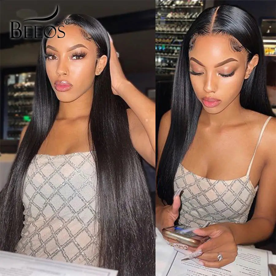 BEEOS Female 5X5 Lace Closure Glueless HD Wig, 20-In Water Wave Real Human Hair, 250% Density, Pre-Plucked Natural Hairline, Pre-Bleached Tiny Knots, Skinlike HD Lace, Beginner-Friendly Natural Black Wig, Glueless Hd Wigs,Sohochic
