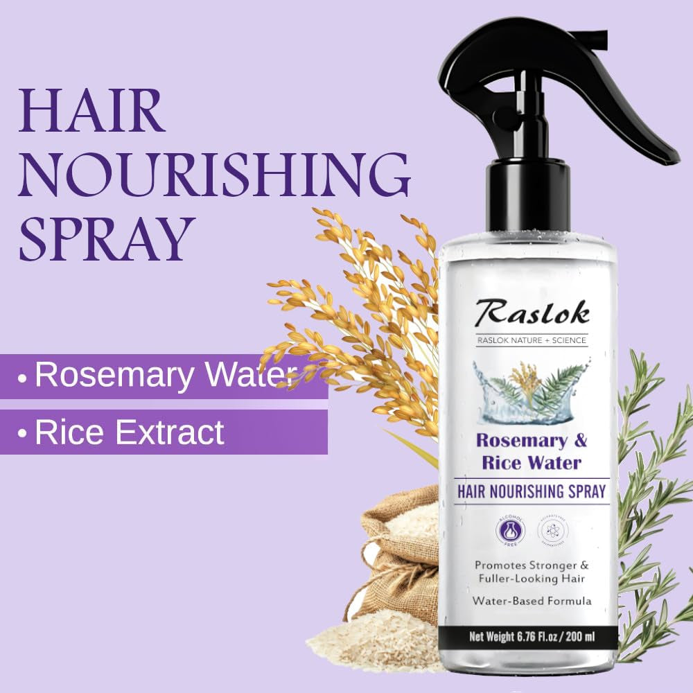 Nature+Science Rosemary & Rice Water Hair Spray | Made with 100% Natural Extracts | Lightweight, Non-Greasy Formula | for Softer, Smoother-Looking Hair | 6.76 Fl Oz / 200 Ml