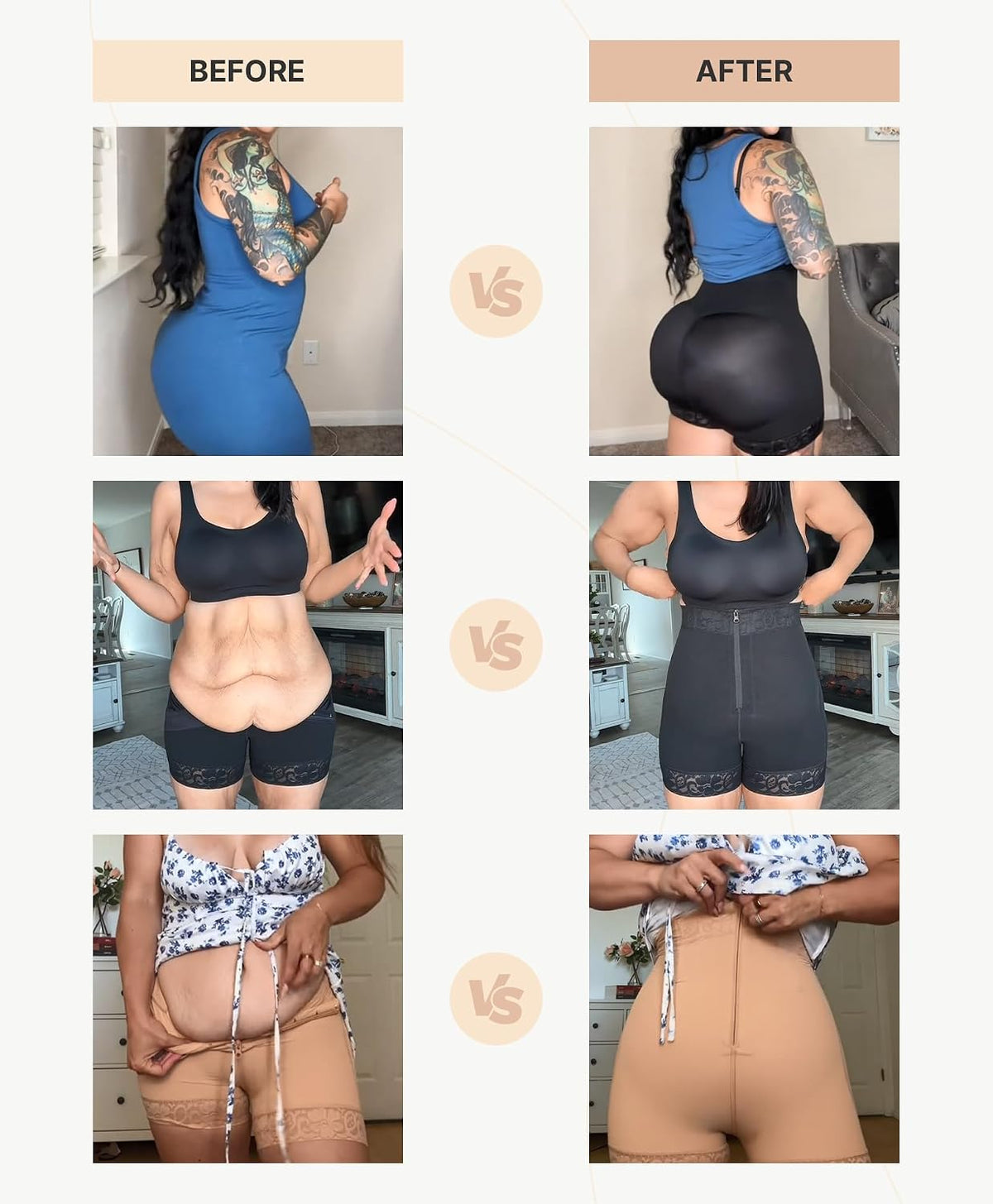 Shapewear Tummy Control Shorts Fajas Colombianas with Zip Closure