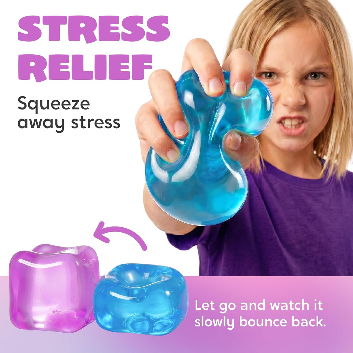 4 Pack Stress Cube, 2'' High Density Ice Cube Fidget Toy, Stress Relief with Slow Rising Sensory Squishy Toys for Kids Adults, Birthday Gifts, Party Favors, Halloween, Classroom Prizes