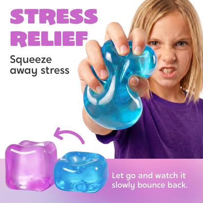 4 Pack Stress Cube, 2'' High Density Ice Cube Fidget Toy, Stress Relief with Slow Rising Sensory Squishy Toys for Kids Adults, Birthday Gifts, Party Favors, Halloween, Classroom Prizes