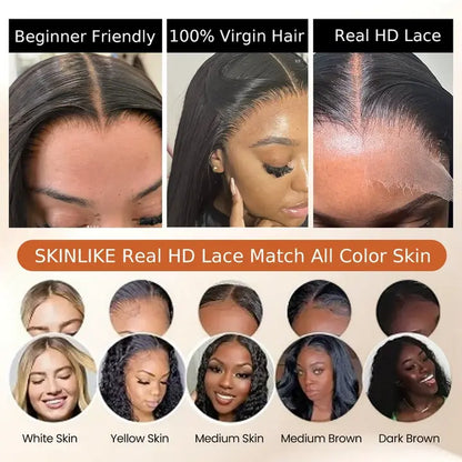 BEEOS Female 5X5 Lace Closure Glueless HD Wig, 20-In Water Wave Real Human Hair, 250% Density, Pre-Plucked Natural Hairline, Pre-Bleached Tiny Knots, Skinlike HD Lace, Beginner-Friendly Natural Black Wig, Glueless Hd Wigs,Sohochic