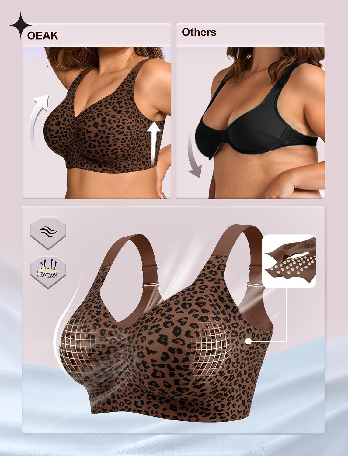 Womens Wireless Jelly Bras plus Size Support Push up Comfortable Bra