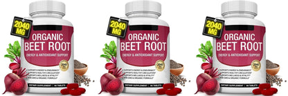 Organic Beet Root with Black Pepper Natural Energy Boost Immune Support Antioxidant Supplement Non-Gmo Gluten Free 90 Tablets