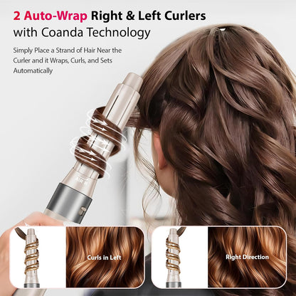 Hair Dryer Brush 5 in 1-110,000 RPM High-Speed Frizz-Free Blow Dryer for Fast Drying, Multi Hair Styler with Auto-Wrap Curlers, Blow Dryer Brush for Straightening Volumizing Curling Styling